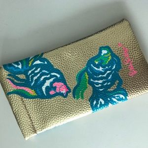 Lilly Pulitzer Sunglass Case Gold and Fish